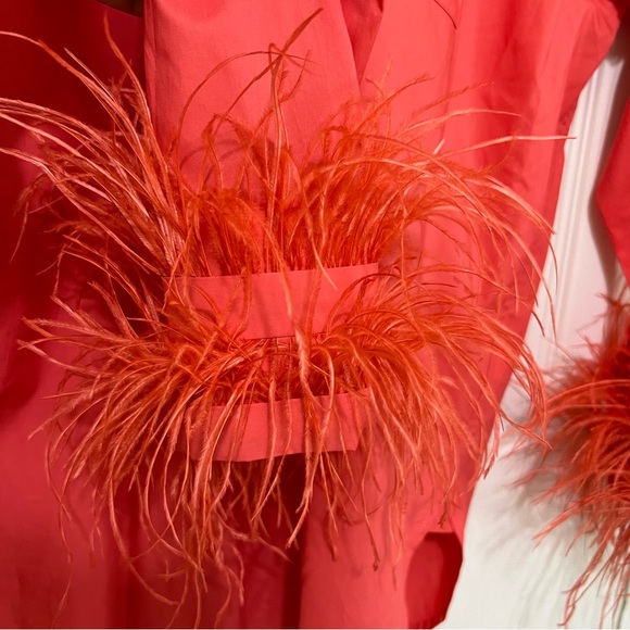 J. Crew Collection Feather-Trim Poplin Button Down Shirt in Coral Women’s Size 4 - Picture 6 of 11